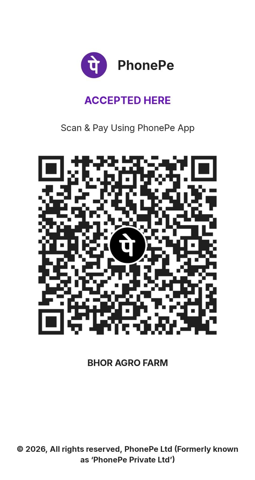 PhonePe Payment QR Code - Bhor Agro Farm